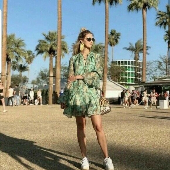 H&M CONSCIOUS EXCLUSIVE LYOCELL BLEND GREEN DRESS SIZE US 6 BLOGGERS FAVORITE - Picture 8 of 16